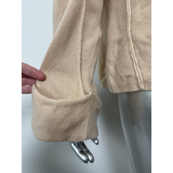 Vince Nude Blush Wool Cashmere Sweater Womens Large Relaxed Beige Boatneck - Picture 8 of 14